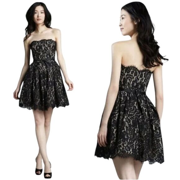 Robert Rodriguez Target Black Lace Strapless Midi Dress Sweetheart Neckline Sz 6 - Picture 1 of 8
